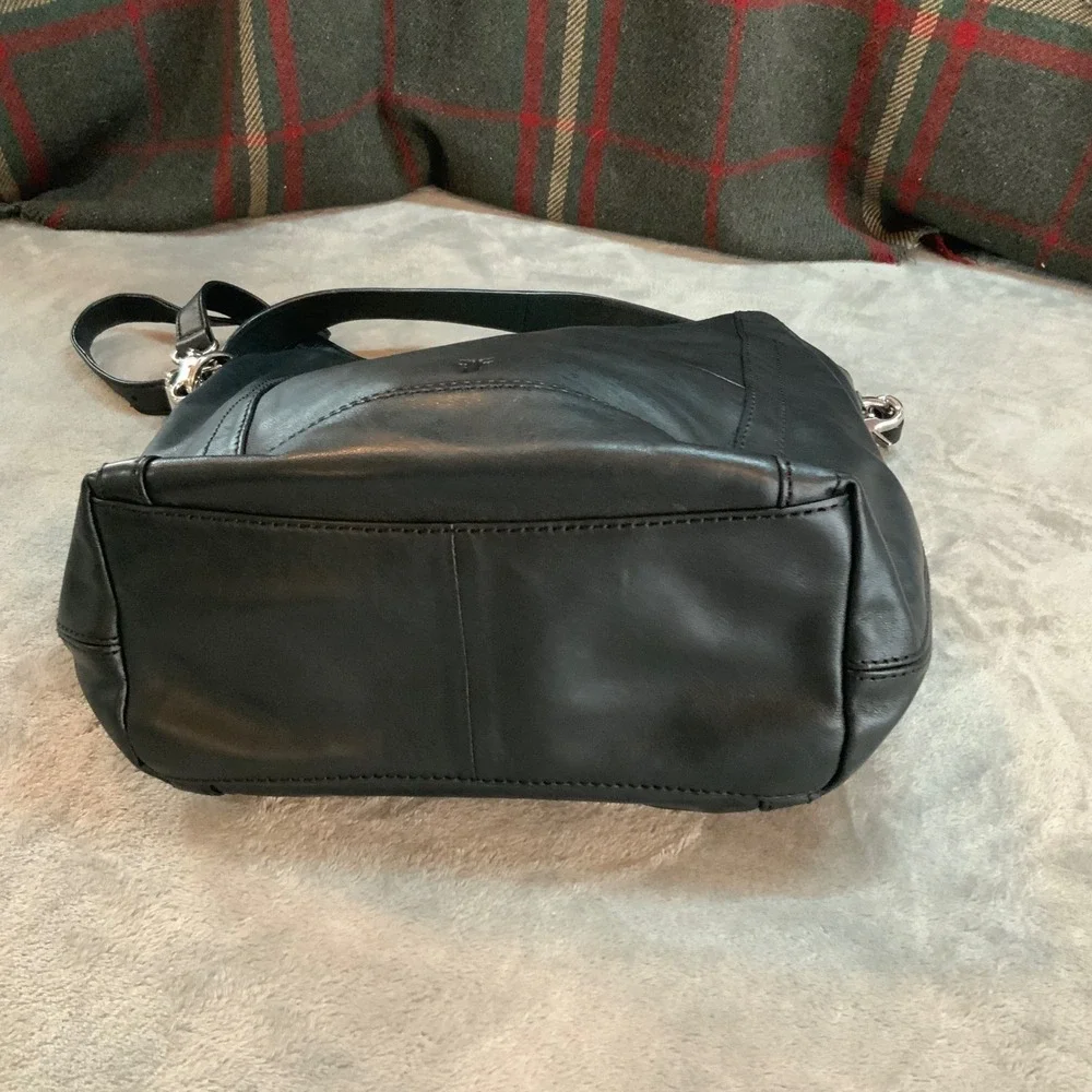 Frye Lena Zip Hobo Black Leather Crossbody Shoulder Bag Handbag 12x13.5in